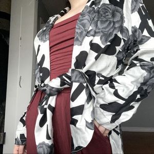 Floral cardigan / with front tie / size m